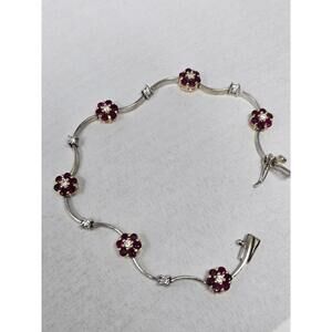 ​Ryans Gems 14k Gold 1.77ctw Ruby Diamond Flower Bracelet